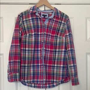 Talbots Plaid Pink Button-Up Shirt